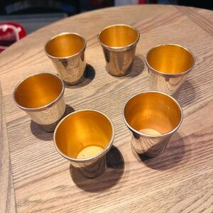 Gold and Silver Vintage Cross Brand Shot Glass Set of 6
